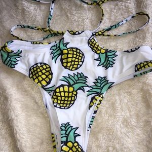 Pineapple high waisted tie up bikini